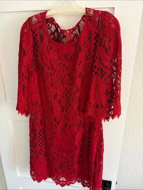 Red Lace Cocktail Dress - Elegant Floral Lace Shift Dolce & Gabbana
